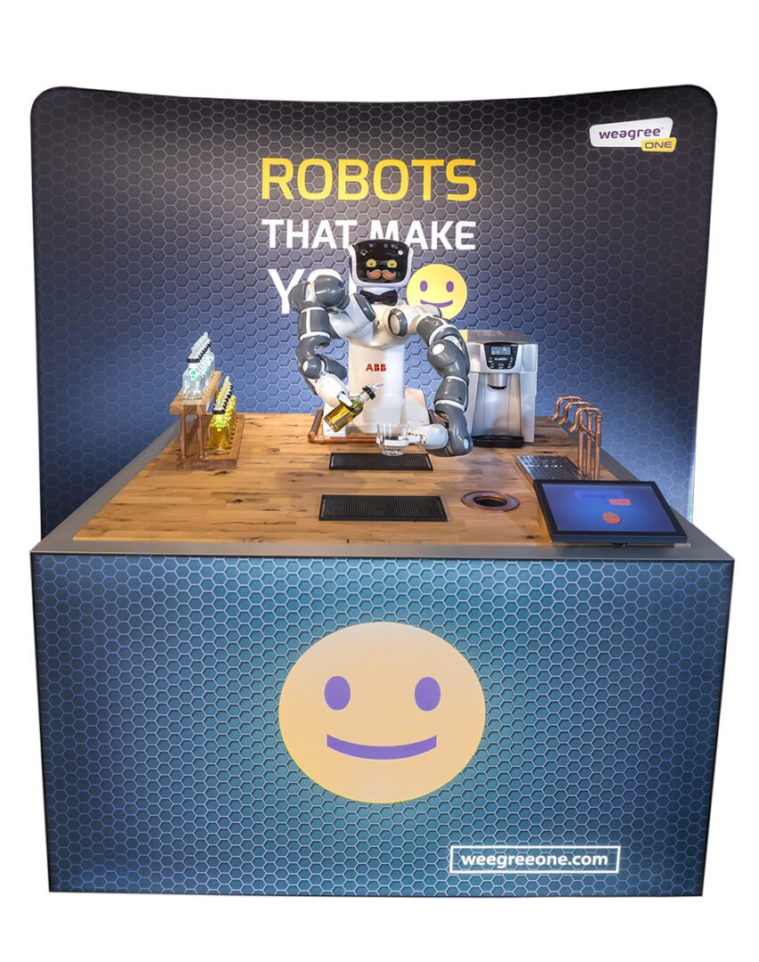 baron stół barman Robot barman BarOn - pełny widok stanowiska barmańskiego na event