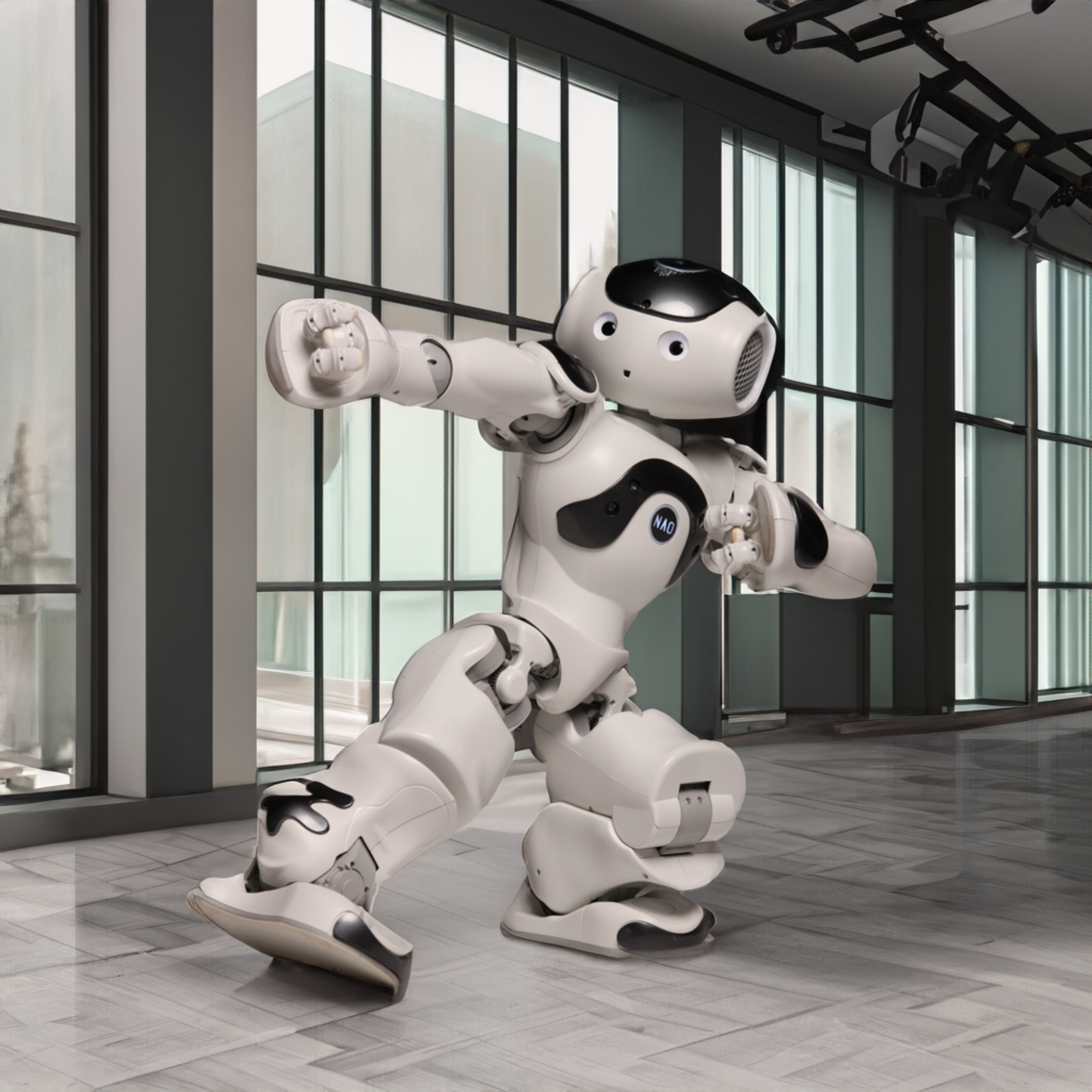 Robot Nao prezentuje ćwiczenia ruchowe